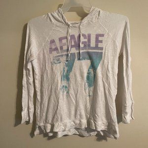 American Eagle White Hoodie - Very Light Fabric - AEAGLE 77 - Size M